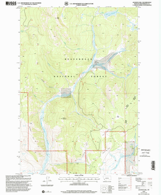 Classic USGS Jackson Hill Montana 7.5'x7.5' Topo Map Image