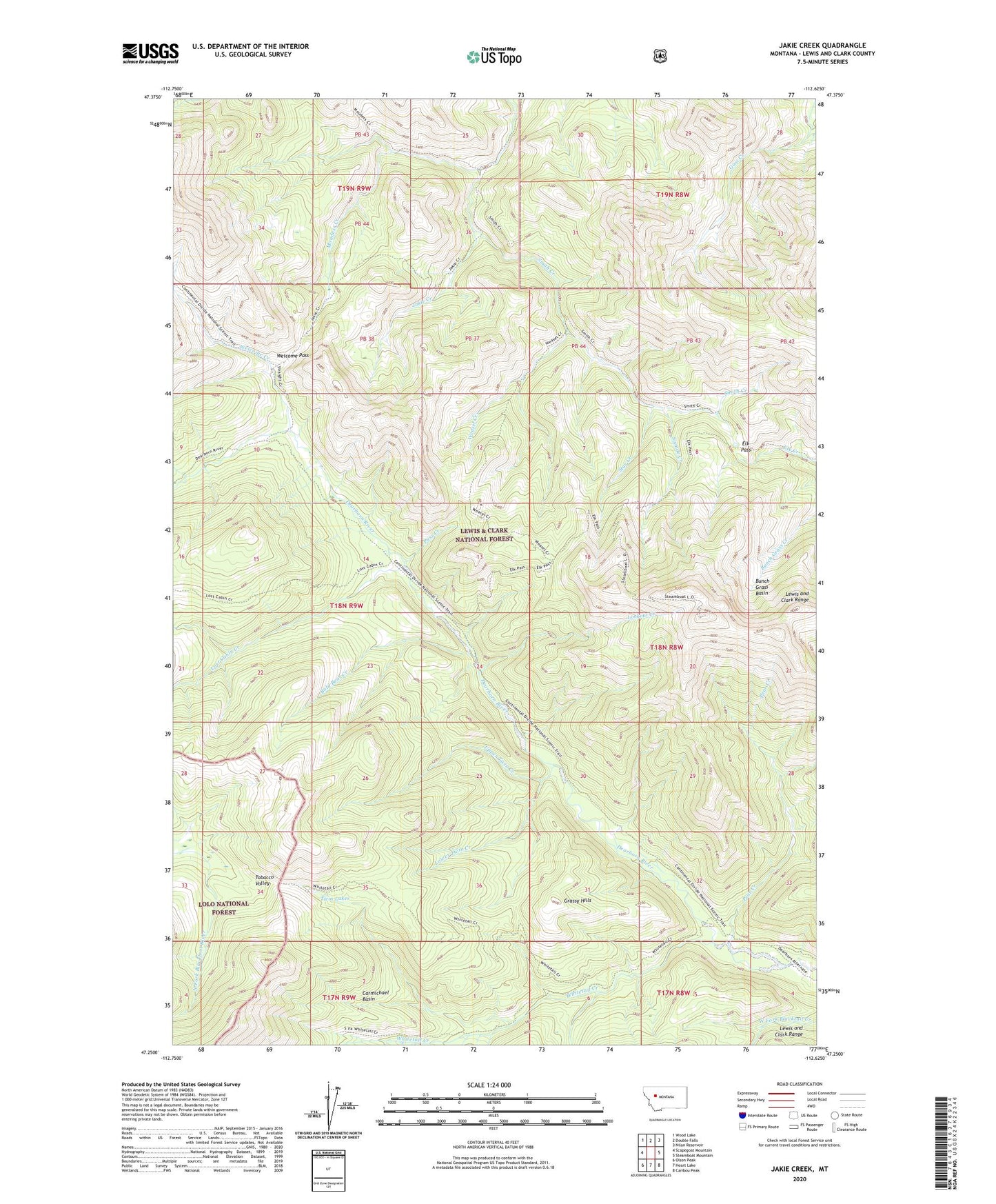 Jakie Creek Montana US Topo Map Image
