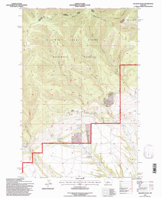 Classic USGS Jellison Place Montana 7.5'x7.5' Topo Map Image