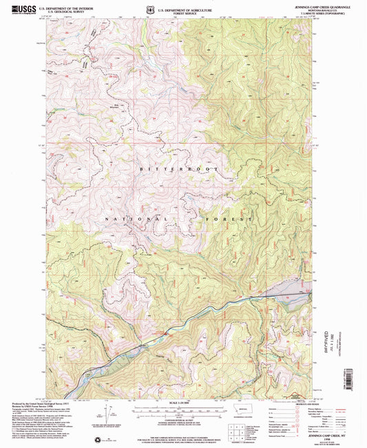 Classic USGS Jennings Camp Creek Montana 7.5'x7.5' Topo Map Image
