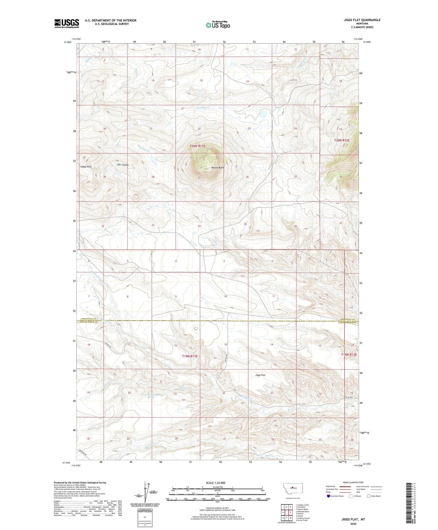 Jiggs Flat Montana US Topo Map Image