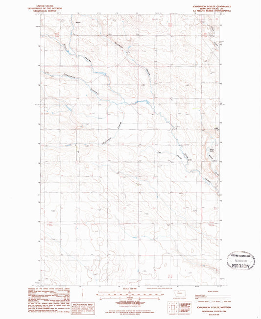 Classic USGS Johannson Coulee Montana 7.5'x7.5' Topo Map Image