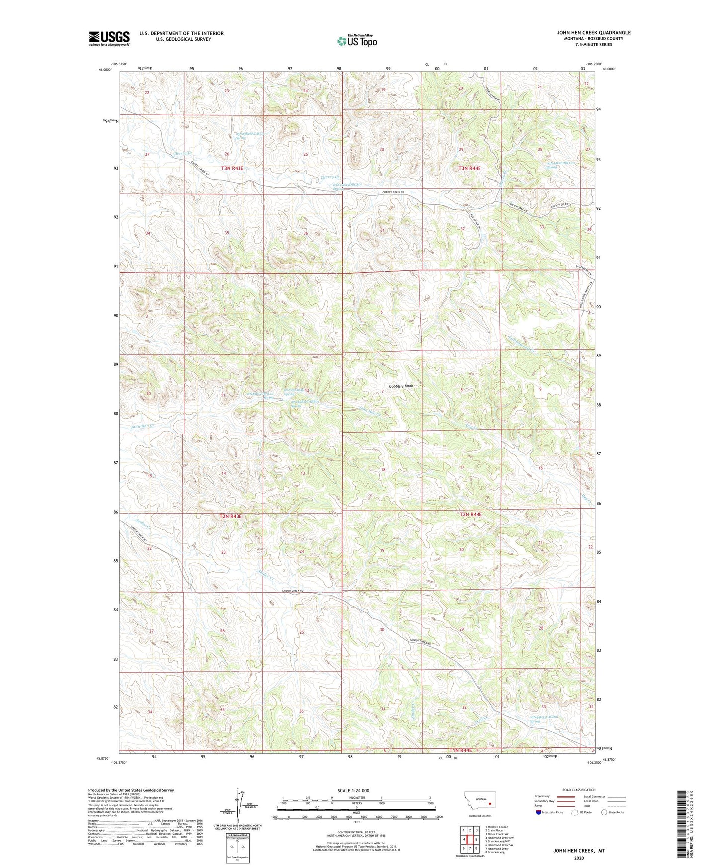 John Hen Creek Montana US Topo Map Image