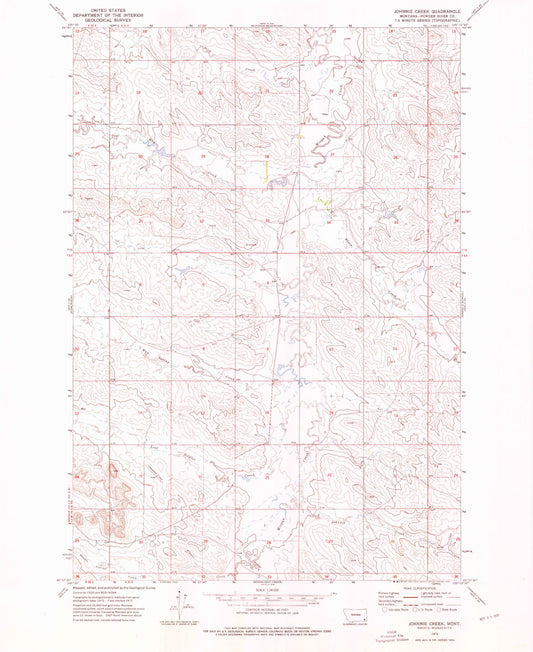 Classic USGS Johnnie Creek Montana 7.5'x7.5' Topo Map Image