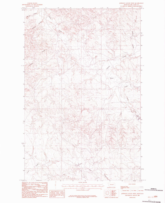 Classic USGS Johnson Coulee West Montana 7.5'x7.5' Topo Map Image