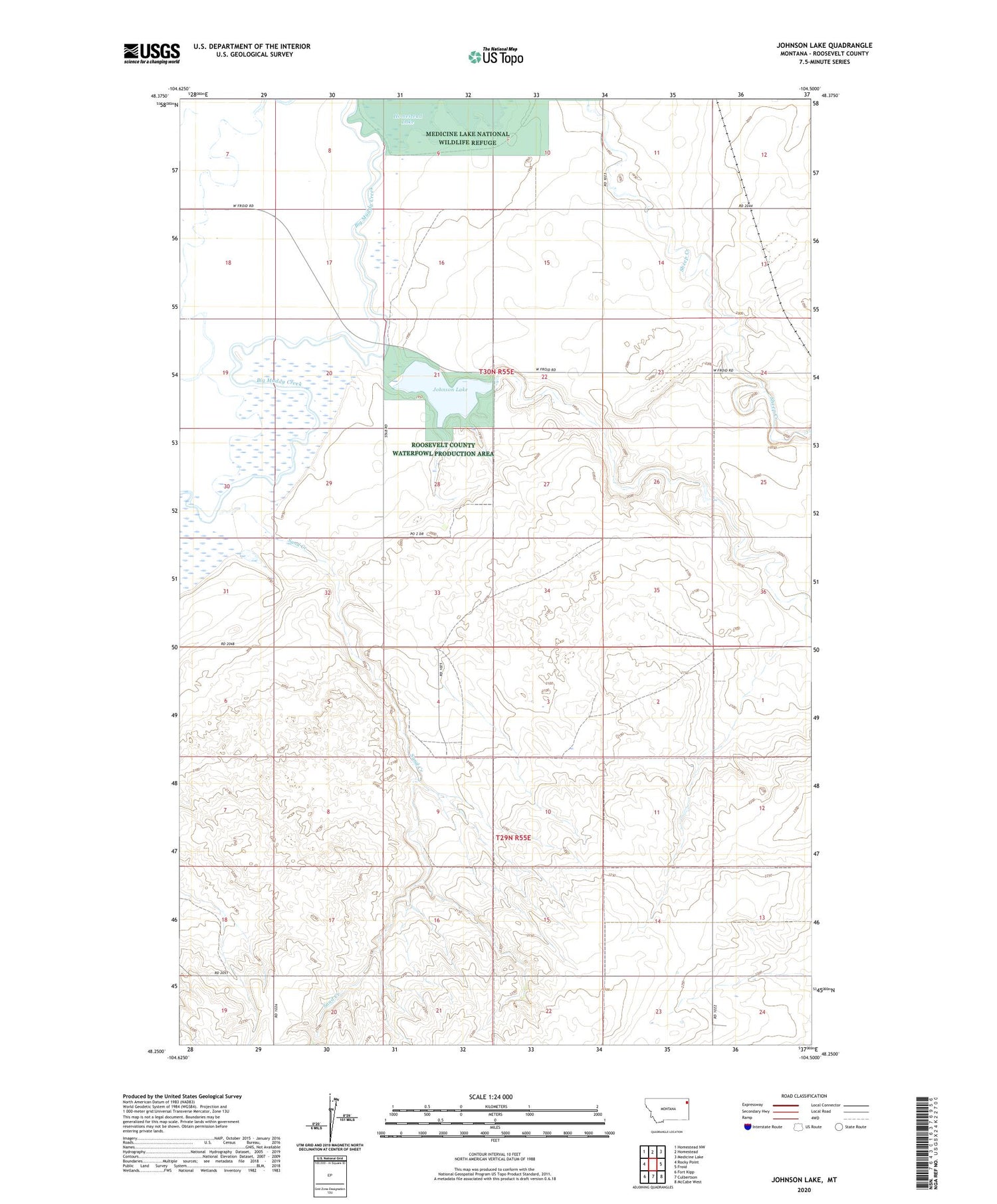 Johnson Lake Montana US Topo Map Image