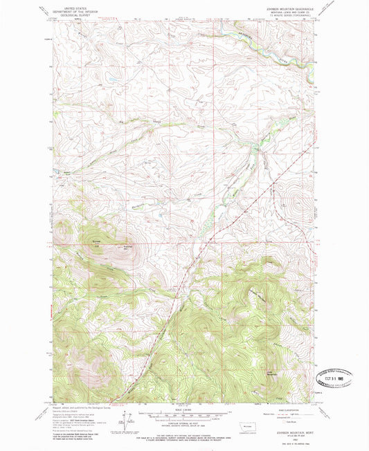 Classic USGS Johnson Mountain Montana 7.5'x7.5' Topo Map Image