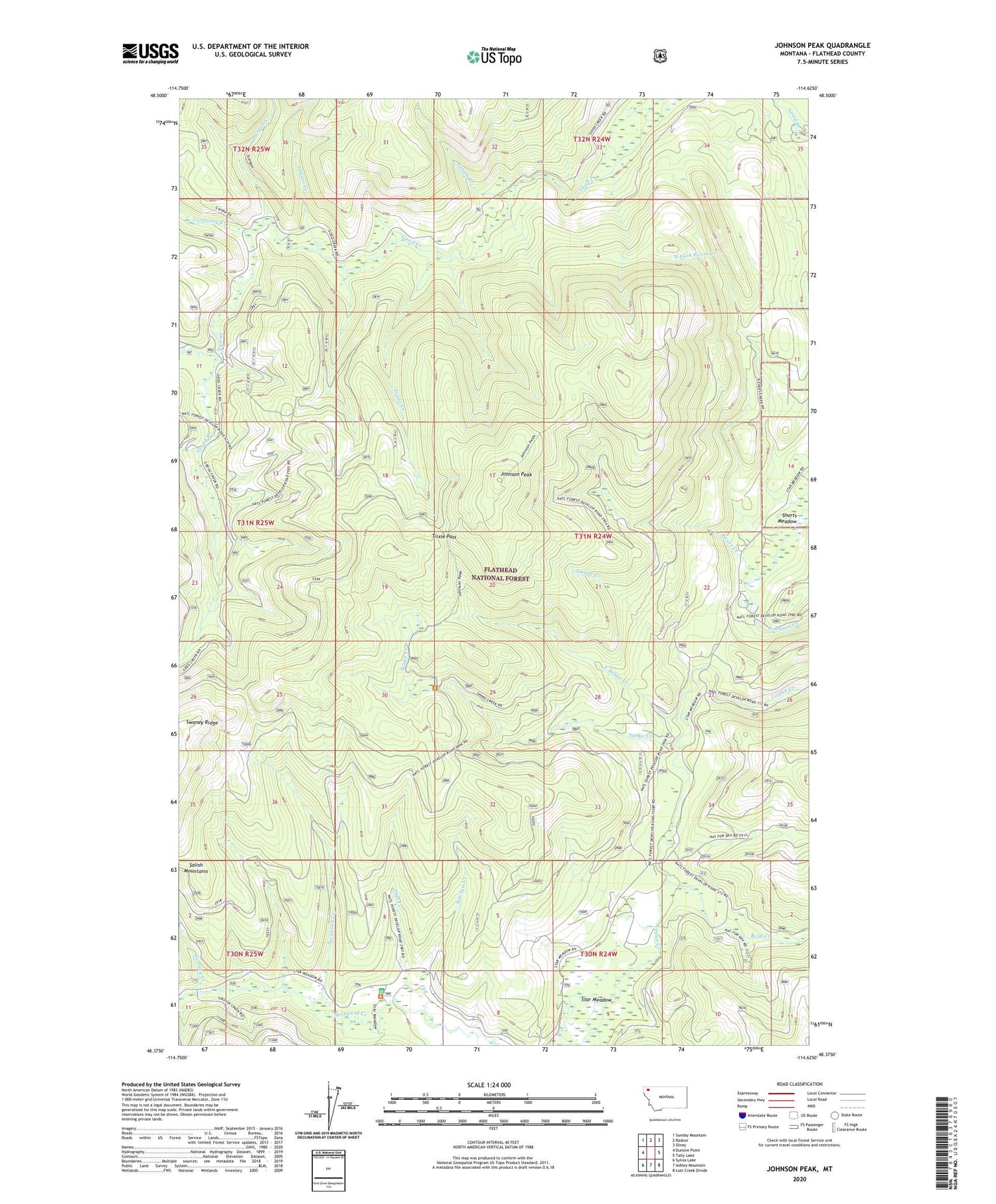 Johnson Peak Montana US Topo Map Image