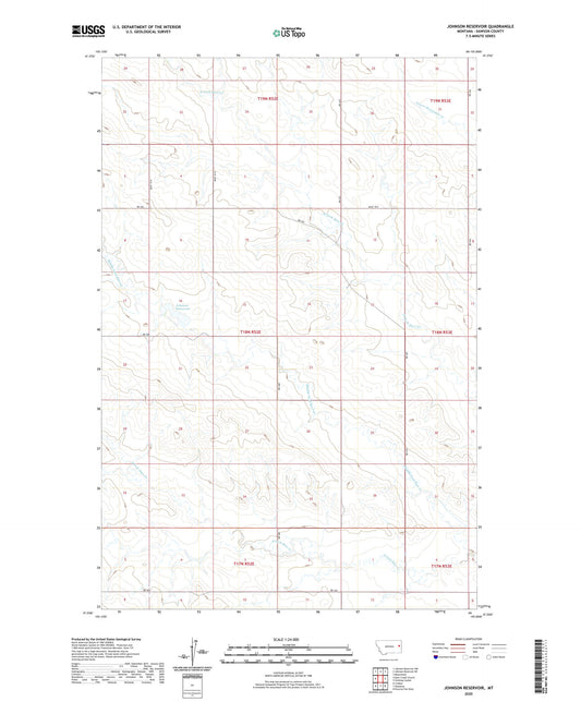 Johnson Reservoir Montana US Topo Map Image