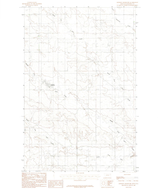 Classic USGS Johnson Reservoir Montana 7.5'x7.5' Topo Map Image