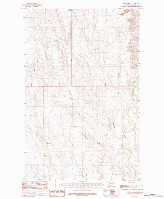 Classic USGS Jones Coulee Montana 7.5'x7.5' Topo Map Image