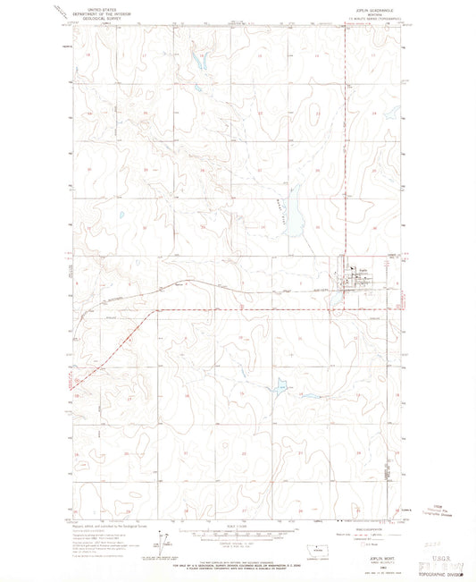 Classic USGS Joplin Montana 7.5'x7.5' Topo Map Image