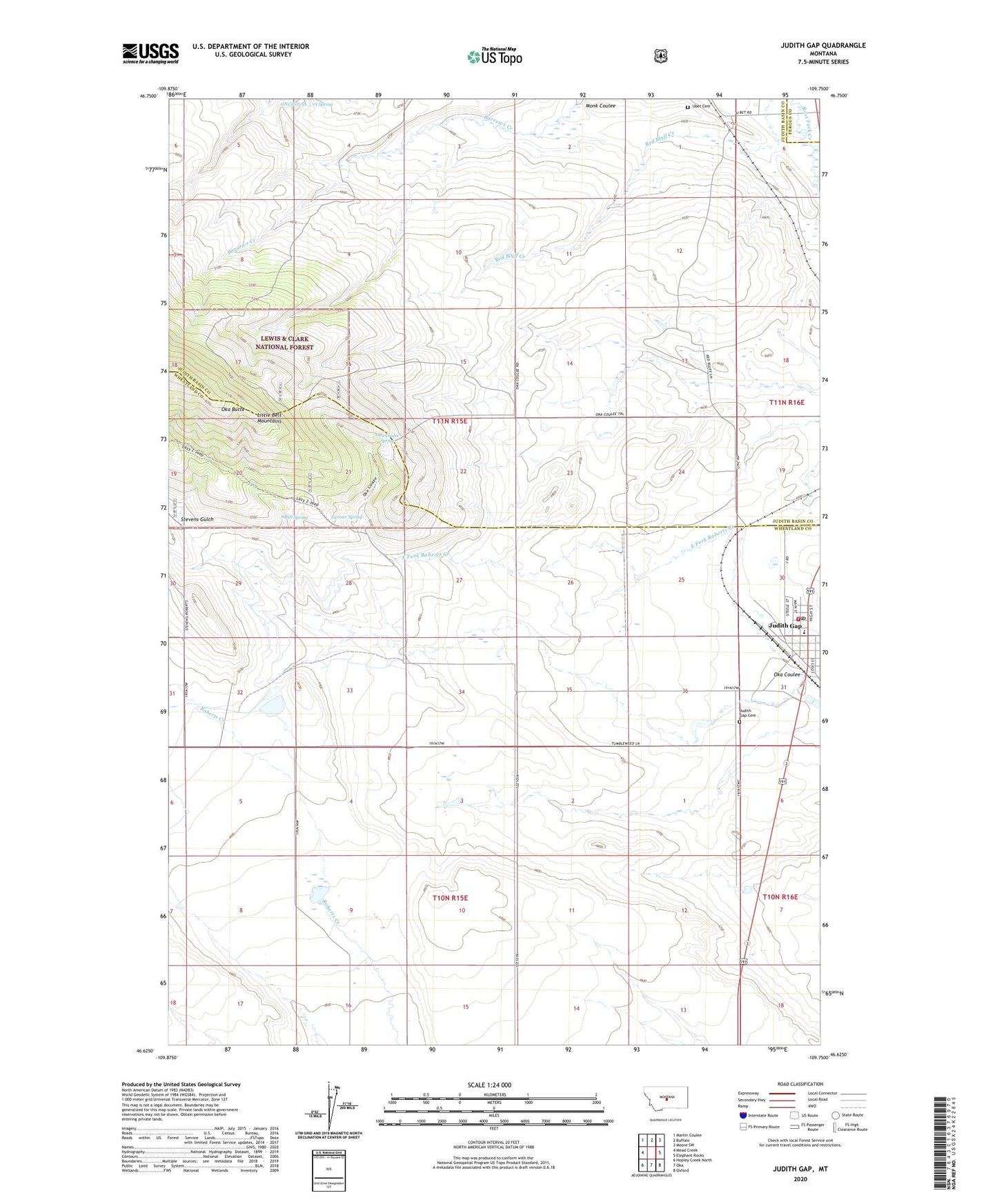 Judith Gap Montana US Topo Map Image