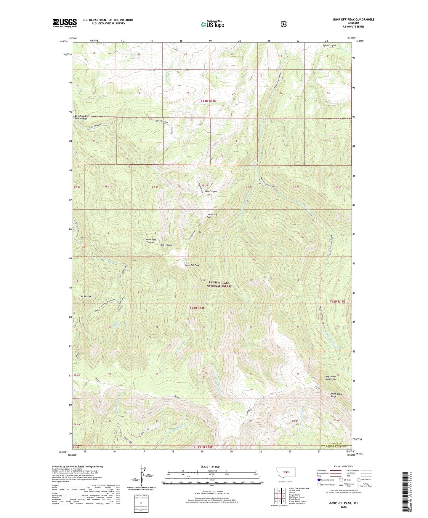 Jump Off Peak Montana US Topo Map Image