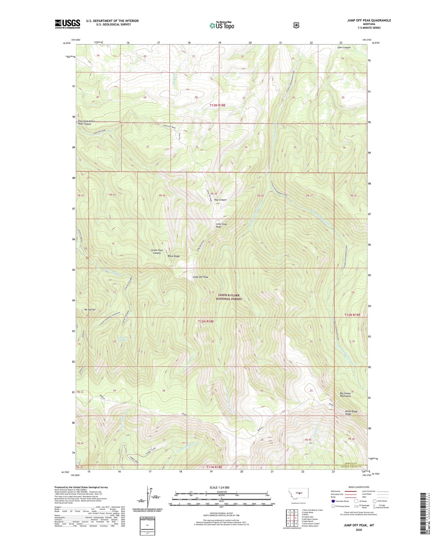 Jump Off Peak Montana US Topo Map Image