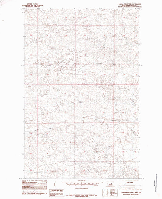 Classic USGS Kachia Reservoir Montana 7.5'x7.5' Topo Map Image