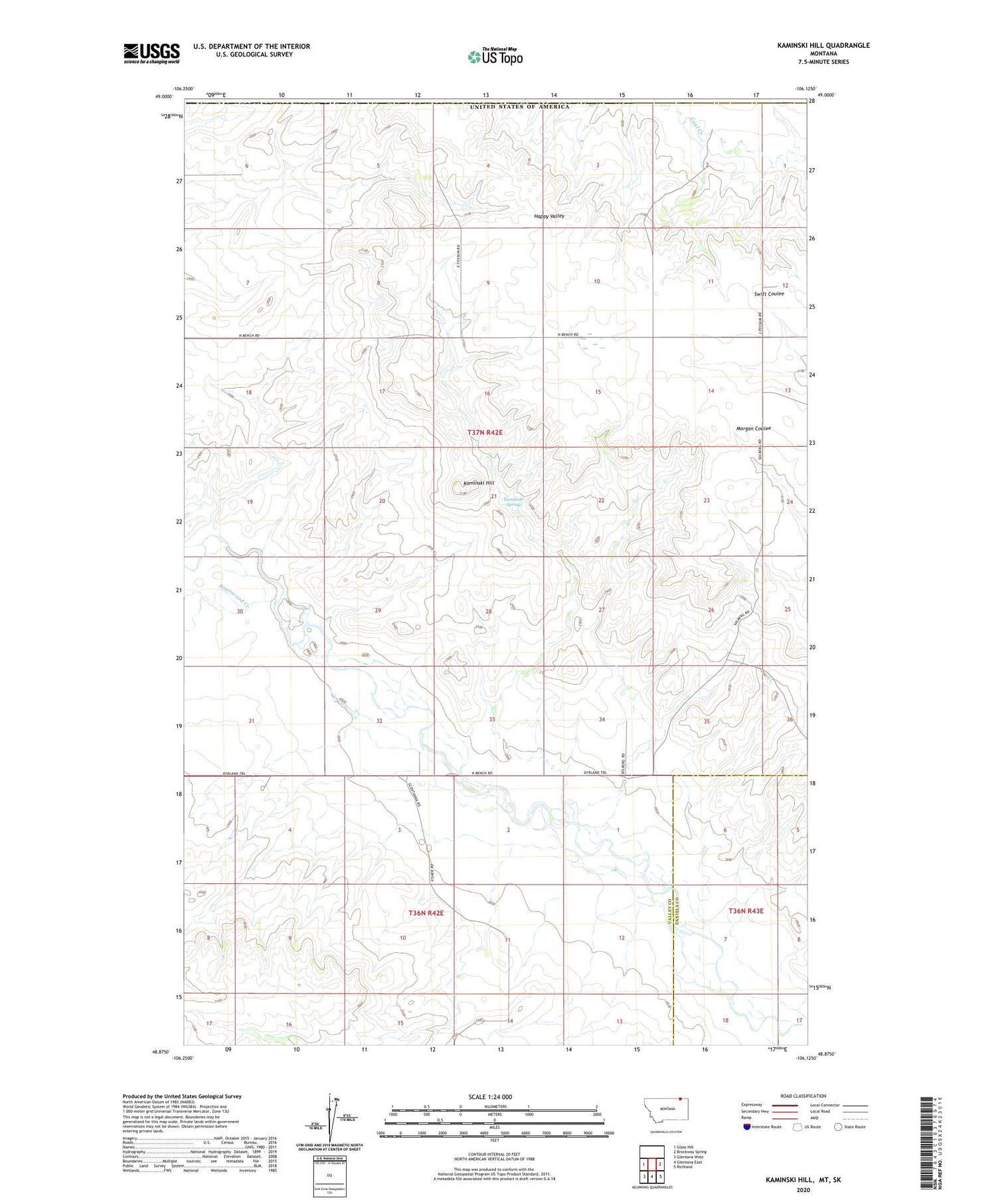 Kaminski Hill Montana US Topo Map Image