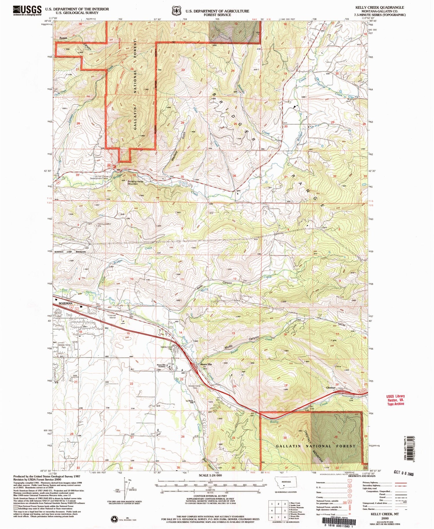 Classic USGS Kelly Creek Montana 7.5'x7.5' Topo Map Image