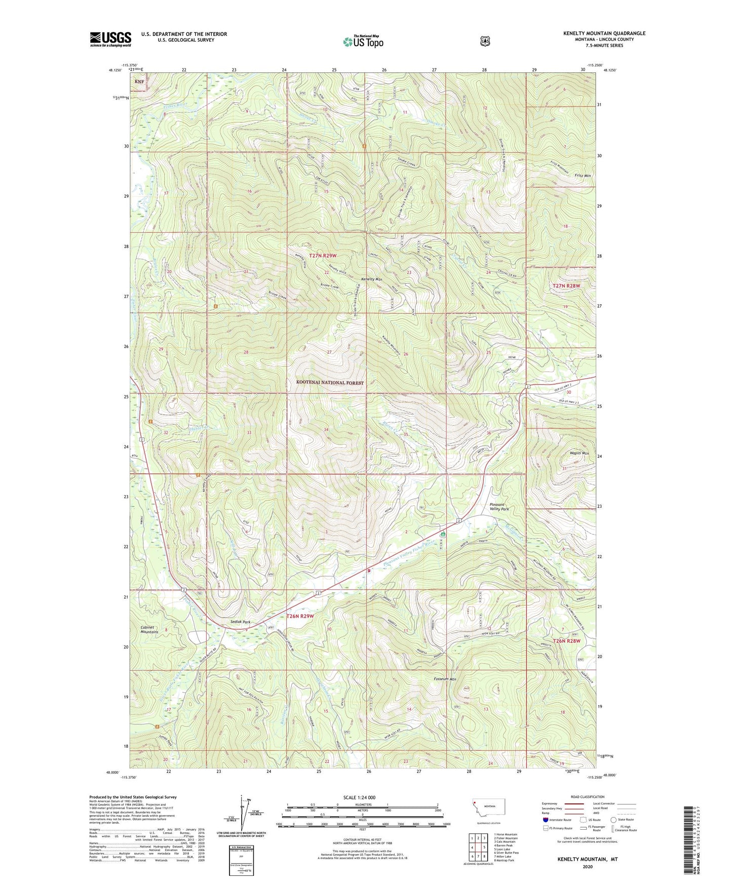 Kenelty Mountain Montana US Topo Map Image