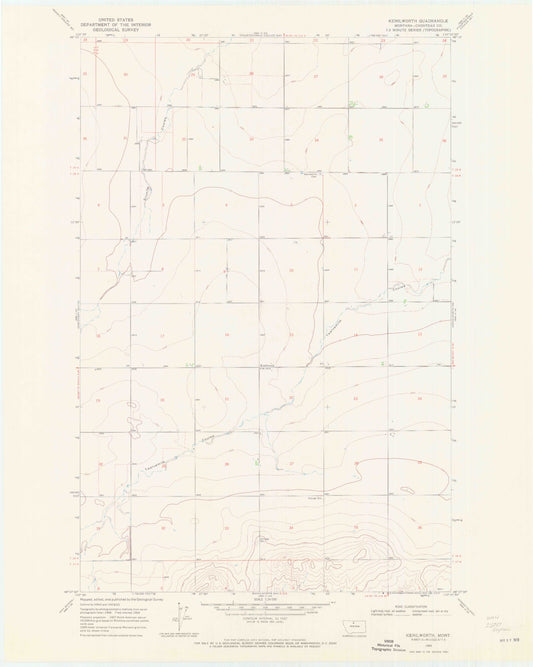 Classic USGS Kenilworth Montana 7.5'x7.5' Topo Map Image