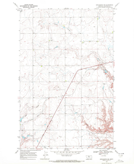 Classic USGS Kenilworth SW Montana 7.5'x7.5' Topo Map Image