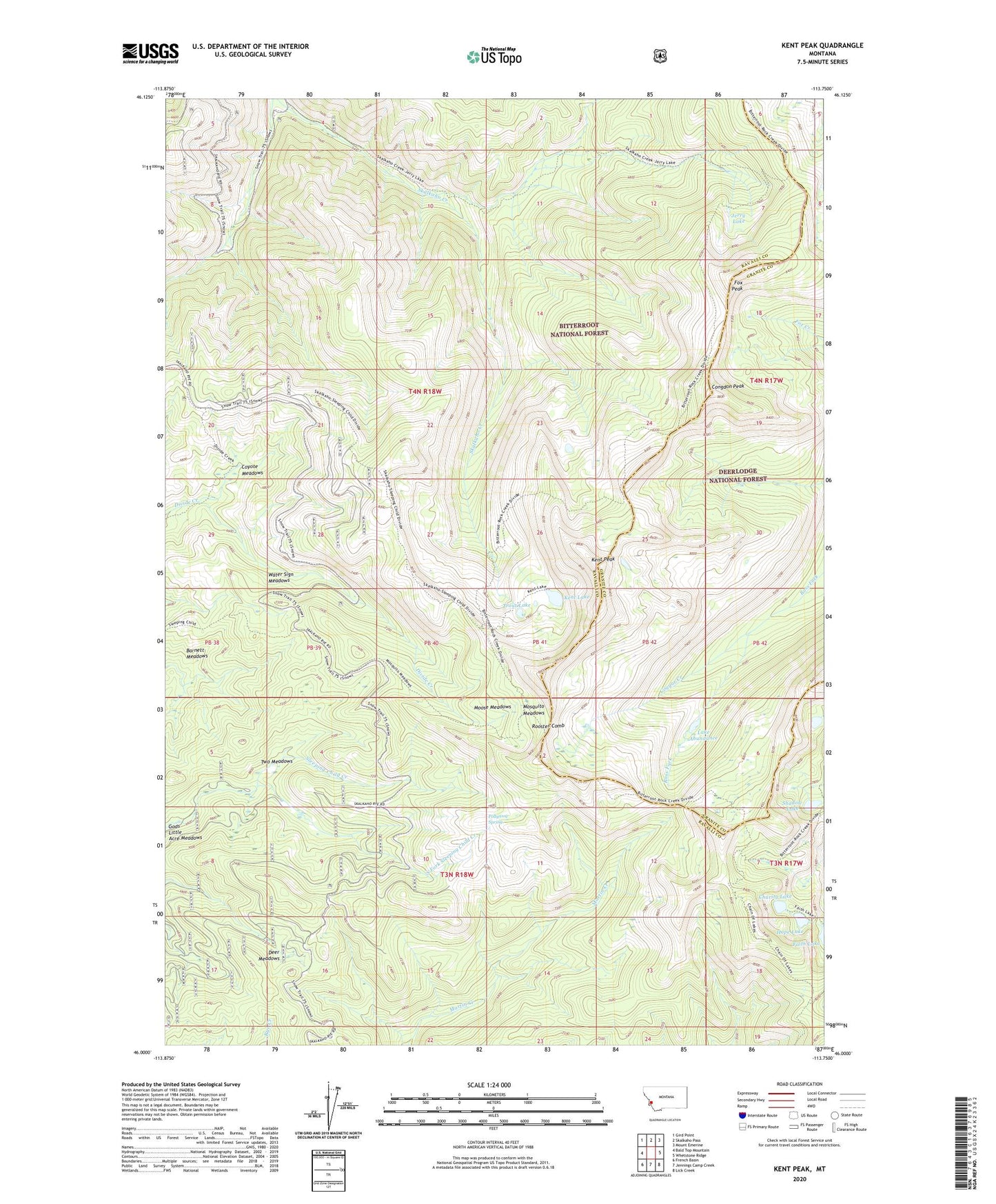 Kent Peak Montana US Topo Map Image