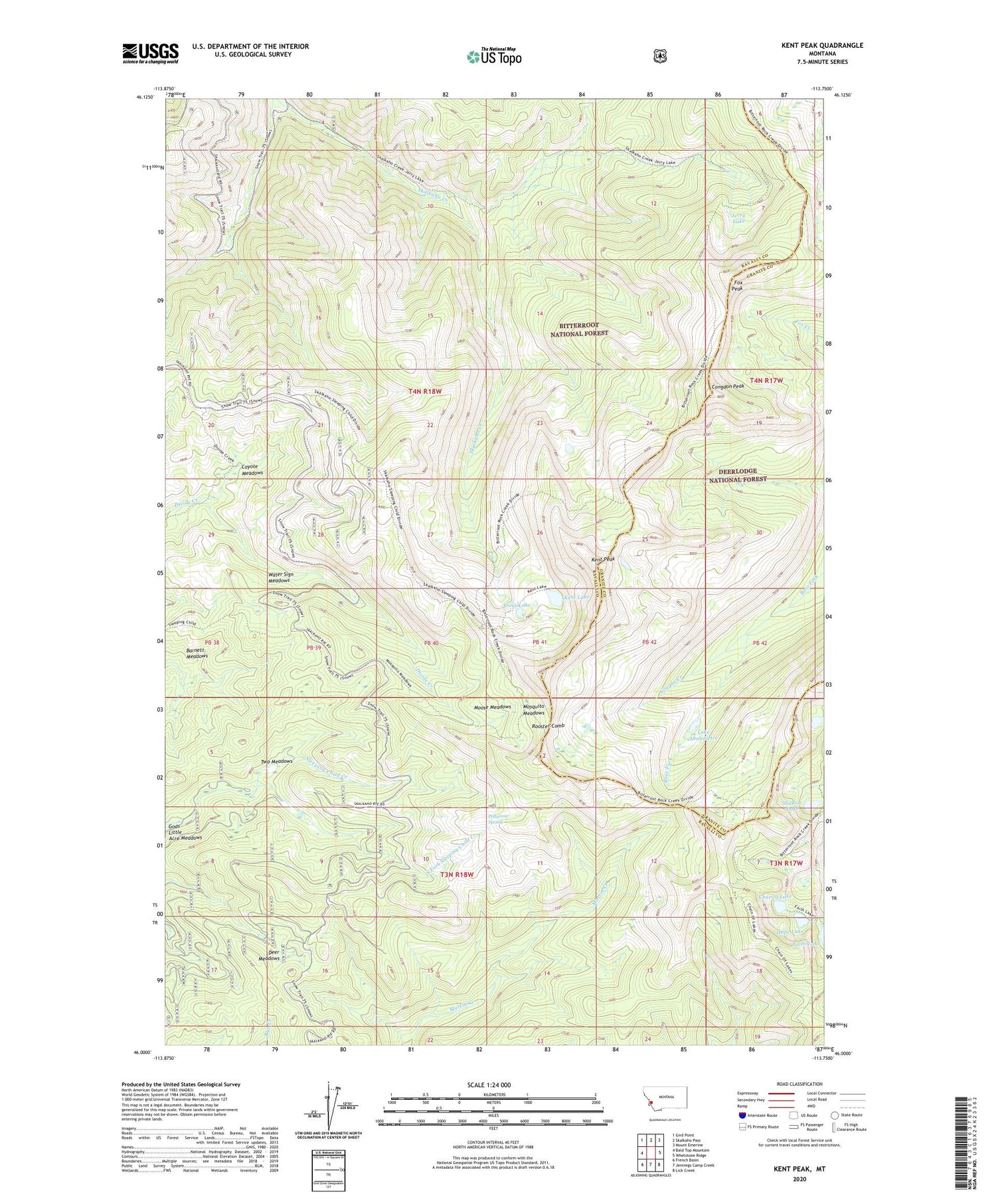 Kent Peak Montana US Topo Map Image