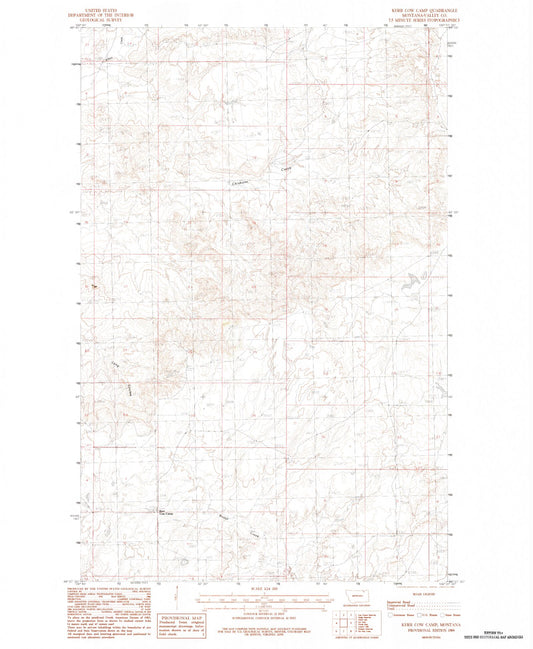 Classic USGS Kerr Cow Camp Montana 7.5'x7.5' Topo Map Image
