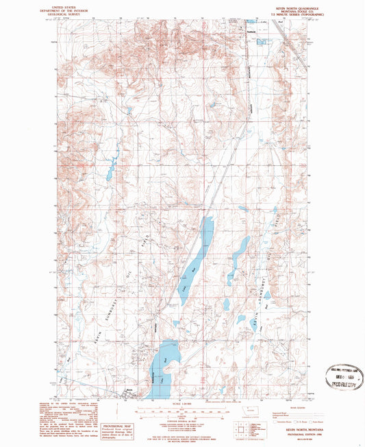Classic USGS Kevin North Montana 7.5'x7.5' Topo Map Image