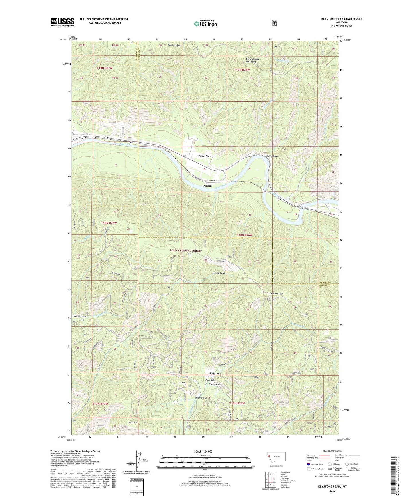 Keystone Peak Montana US Topo Map Image