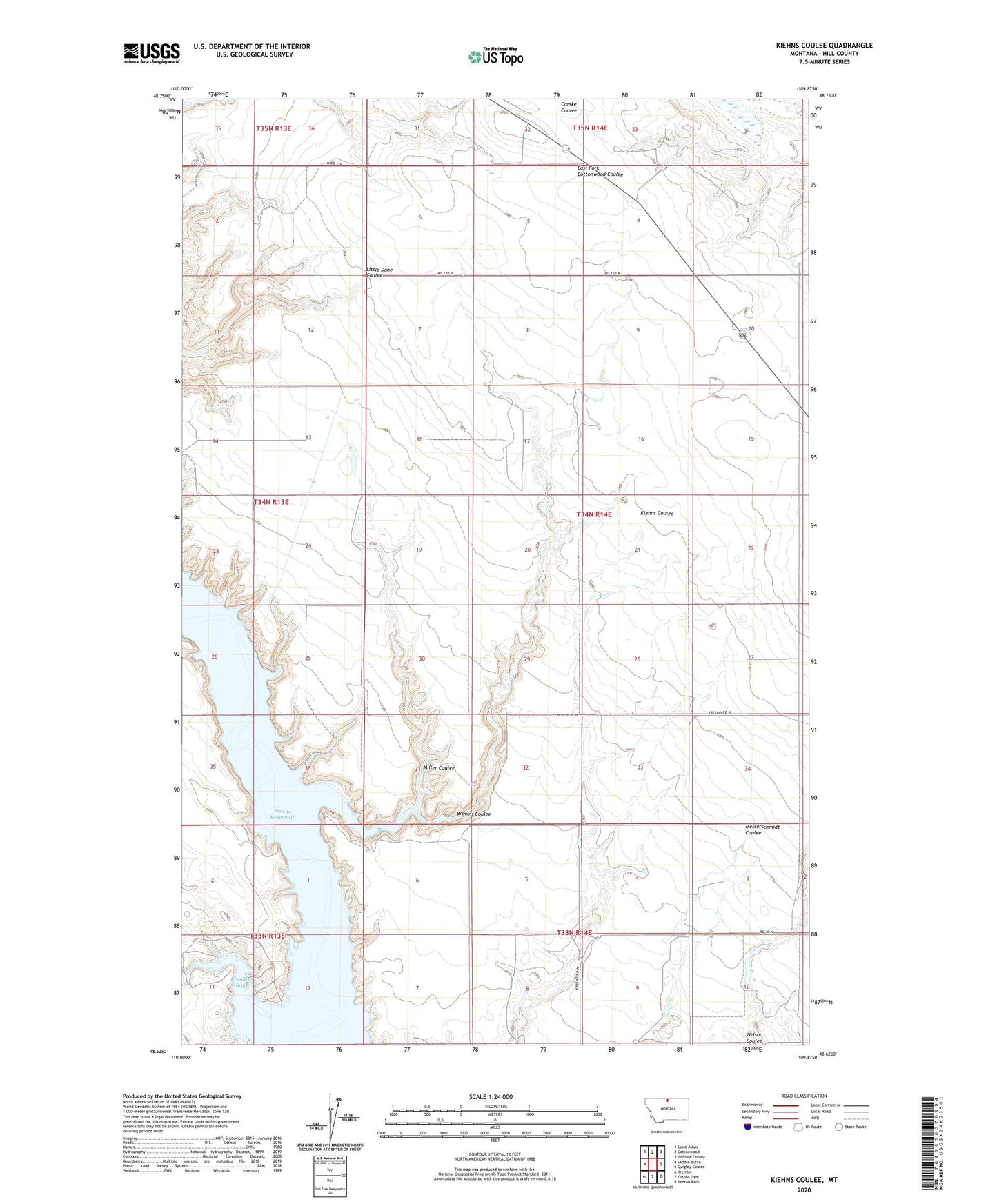 Kiehns Coulee Montana US Topo Map Image