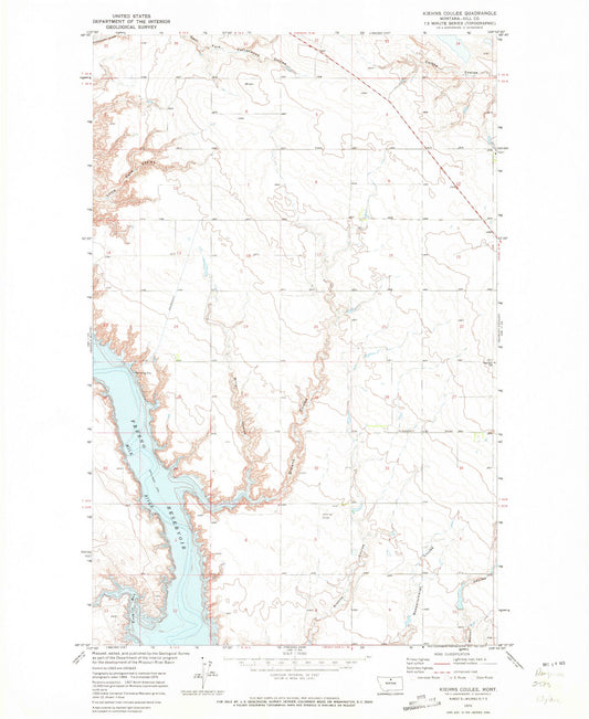 Classic USGS Kiehns Coulee Montana 7.5'x7.5' Topo Map Image