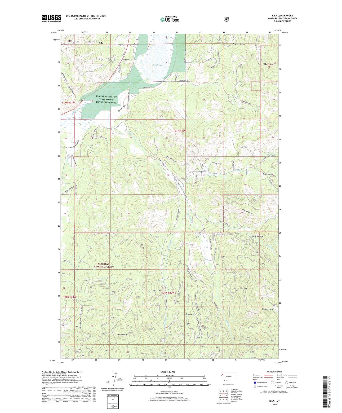 Kila Montana US Topo Map Image