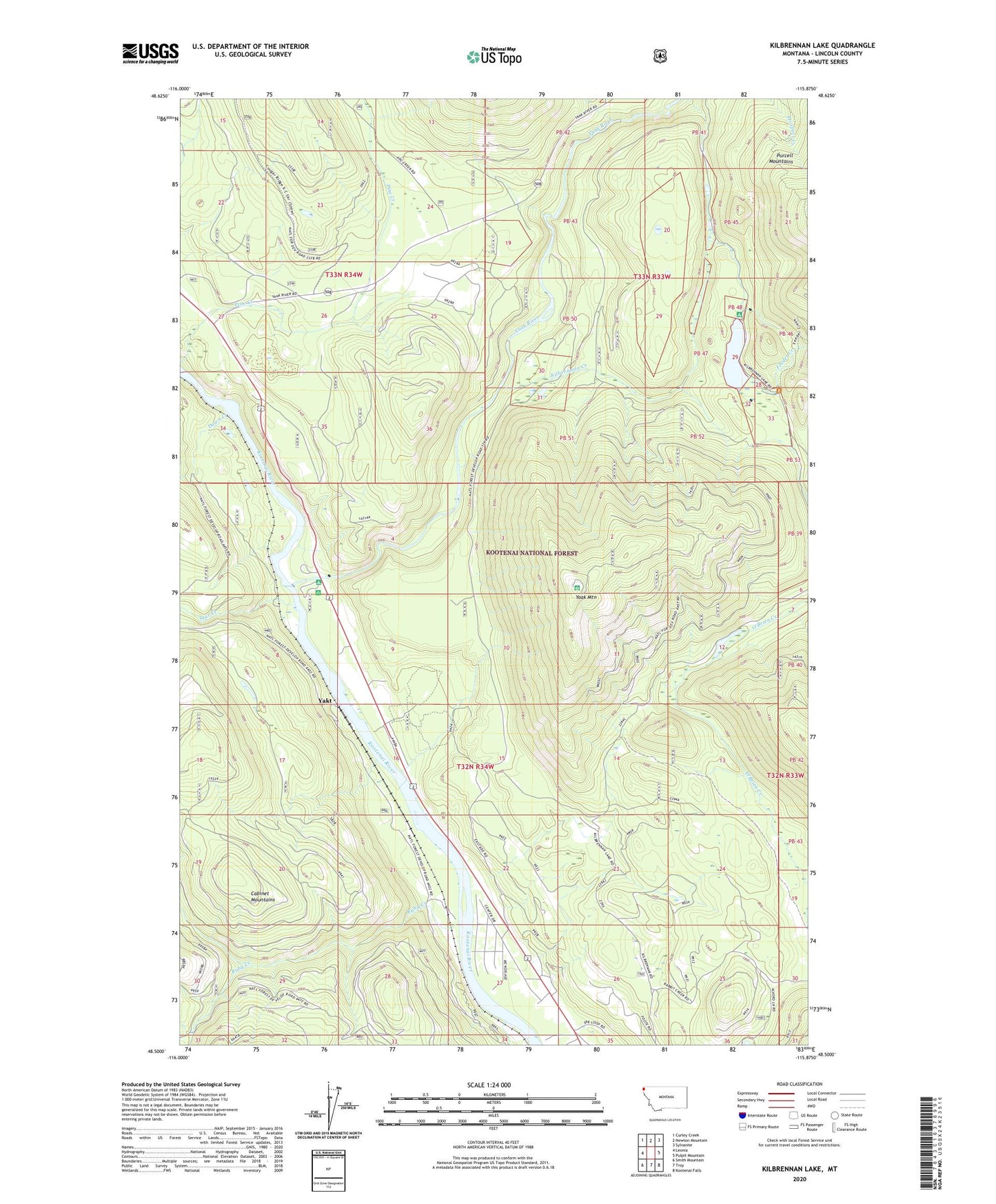Kilbrennan Lake Montana US Topo Map Image