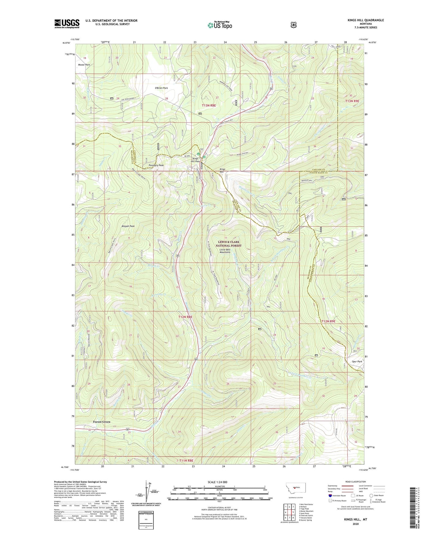 Kings Hill Montana US Topo Map Image