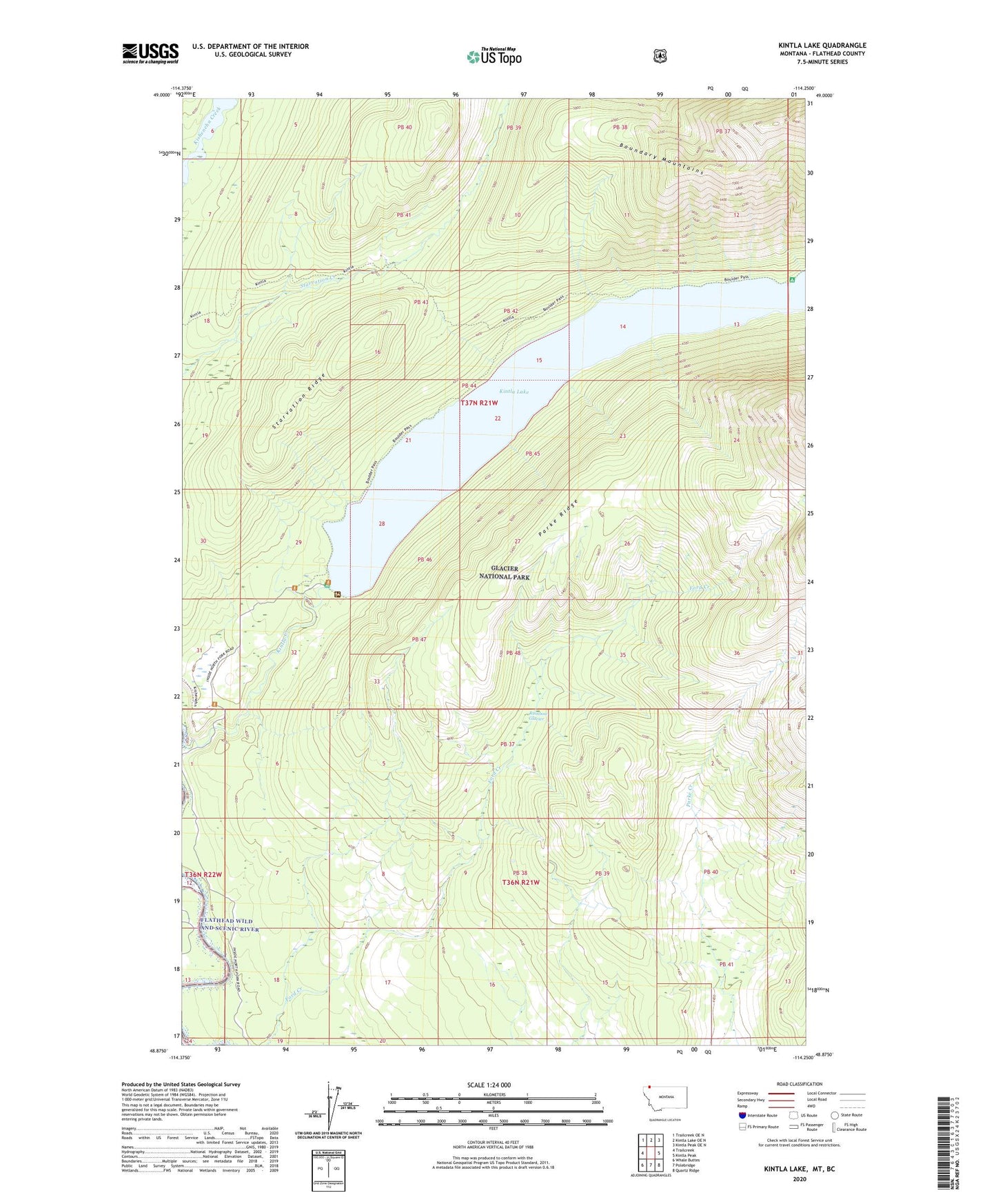 Kintla Lake Montana US Topo Map Image