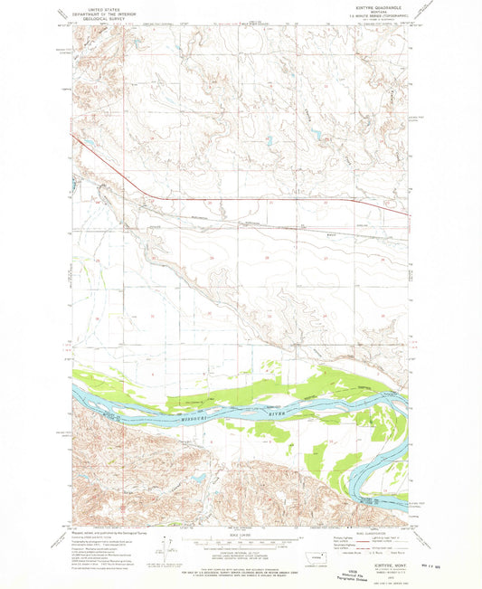 Classic USGS Kintyre Montana 7.5'x7.5' Topo Map Image