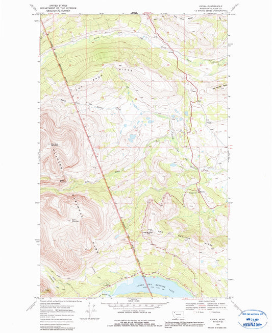Classic USGS Kiowa Montana 7.5'x7.5' Topo Map Image