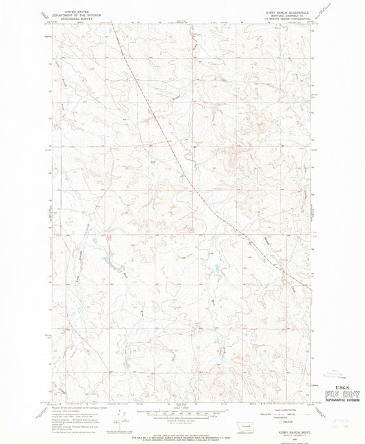 Classic USGS Kirby Ranch Montana 7.5'x7.5' Topo Map Image