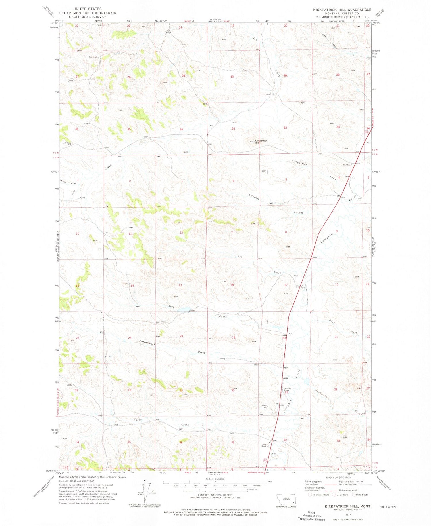 Classic USGS Kirkpatrick Hill Montana 7.5'x7.5' Topo Map Image