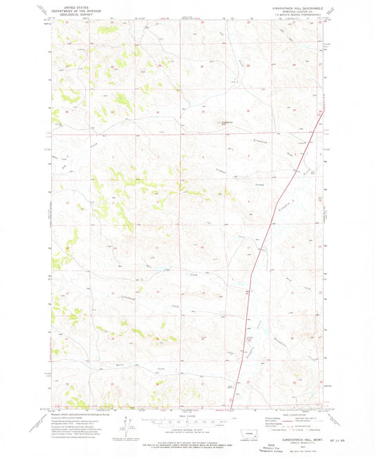 Classic USGS Kirkpatrick Hill Montana 7.5'x7.5' Topo Map Image