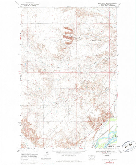 Classic USGS Knife River Mine Montana 7.5'x7.5' Topo Map Image