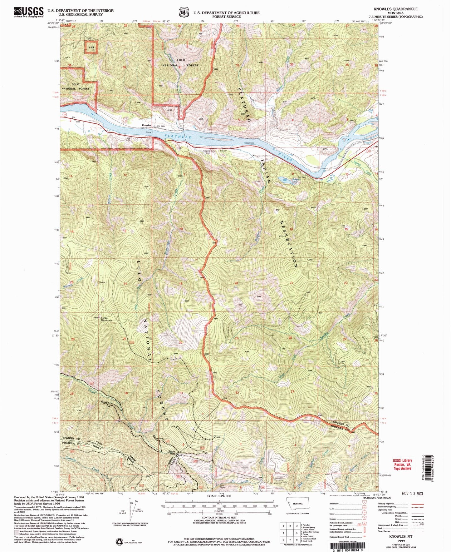 Classic USGS Knowles Montana 7.5'x7.5' Topo Map Image