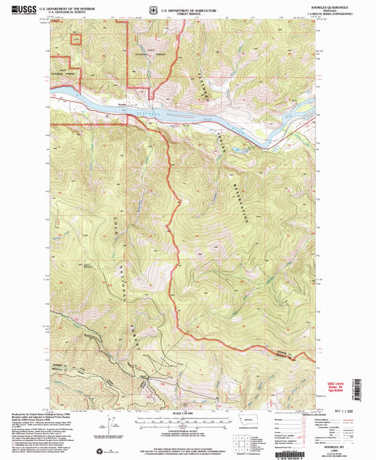 Classic USGS Knowles Montana 7.5'x7.5' Topo Map Image