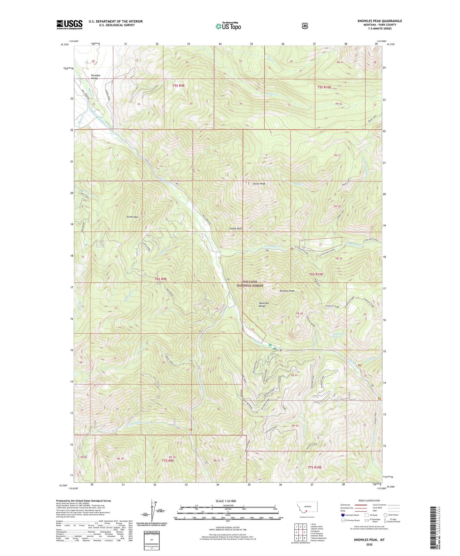 Knowles Peak Montana US Topo Map Image