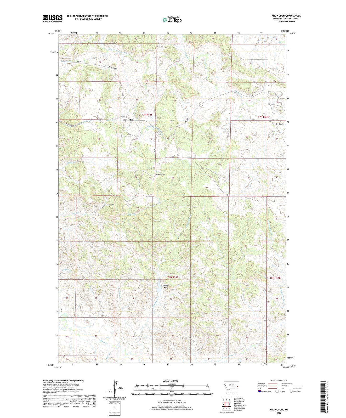 Knowlton Montana US Topo Map Image