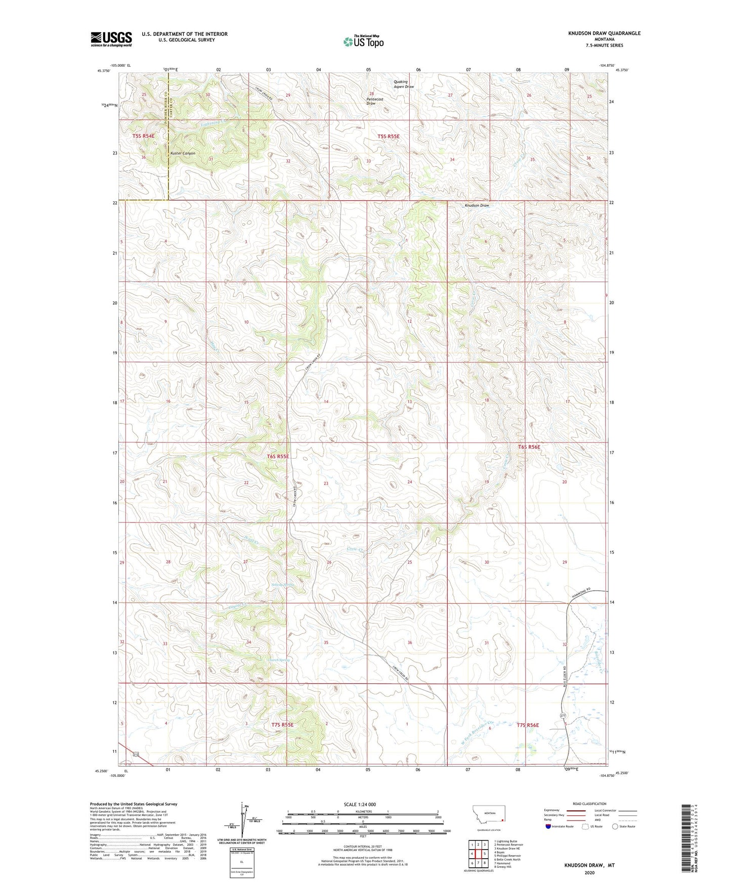 Knudson Draw Montana US Topo Map Image