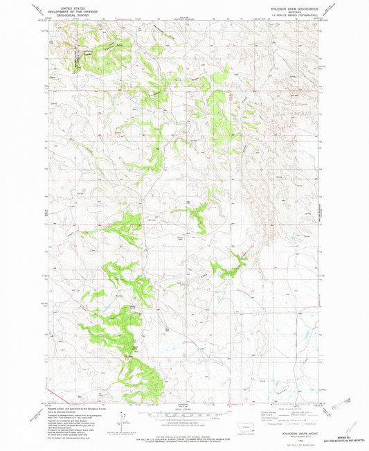 Classic USGS Knudson Draw Montana 7.5'x7.5' Topo Map Image