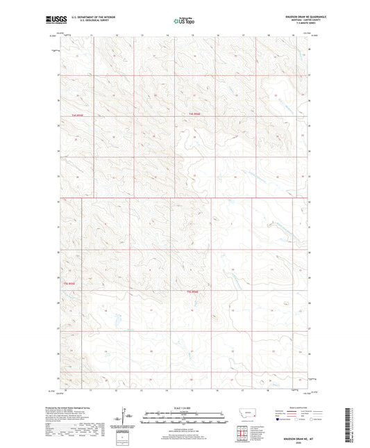 Knudson Draw NE Montana US Topo Map Image
