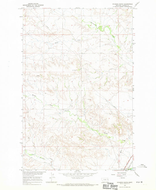 Classic USGS Kolberg Ranch Montana 7.5'x7.5' Topo Map Image